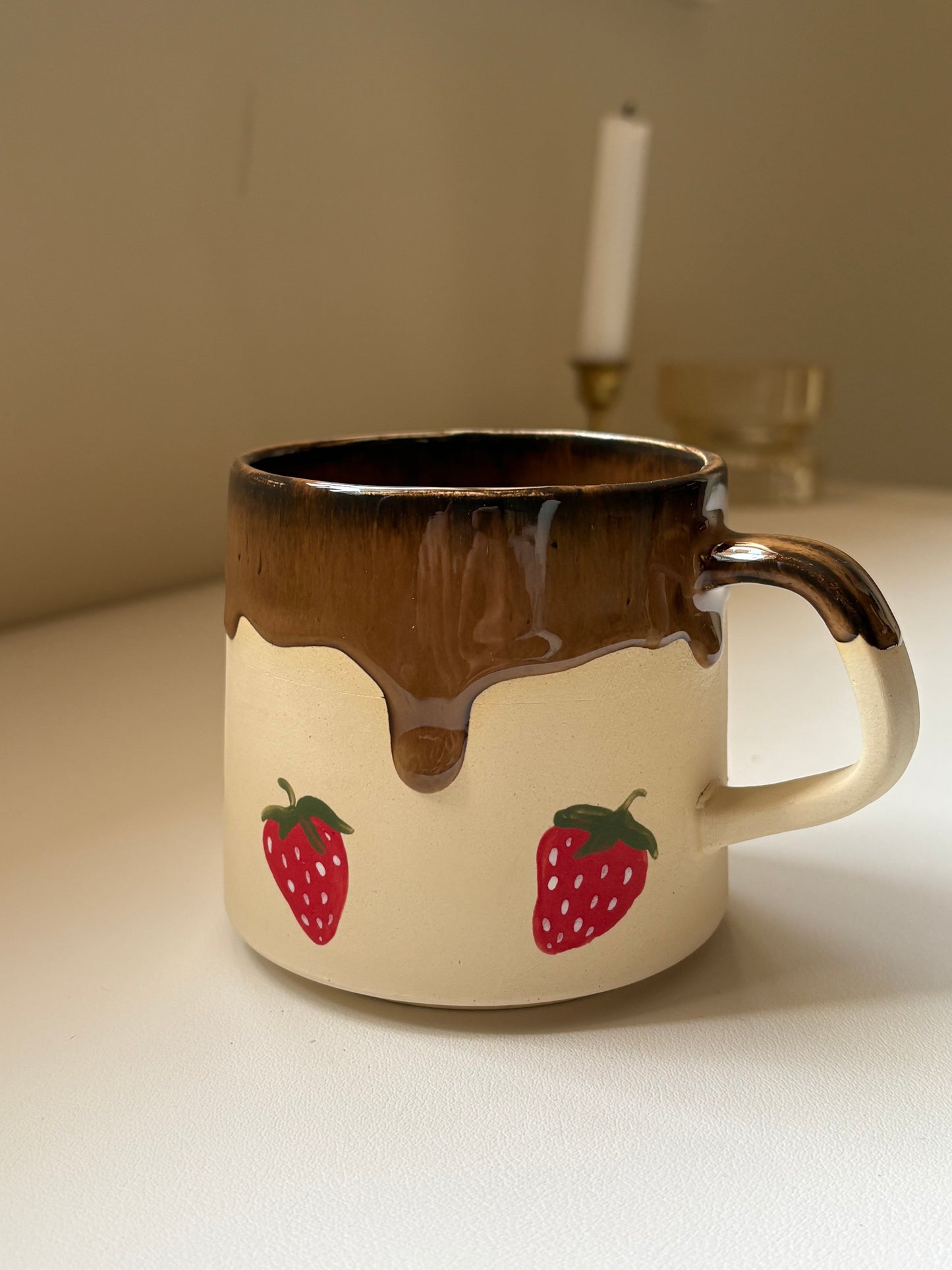 Chocolate Covered Strawberries Handmade Ceramic Mug