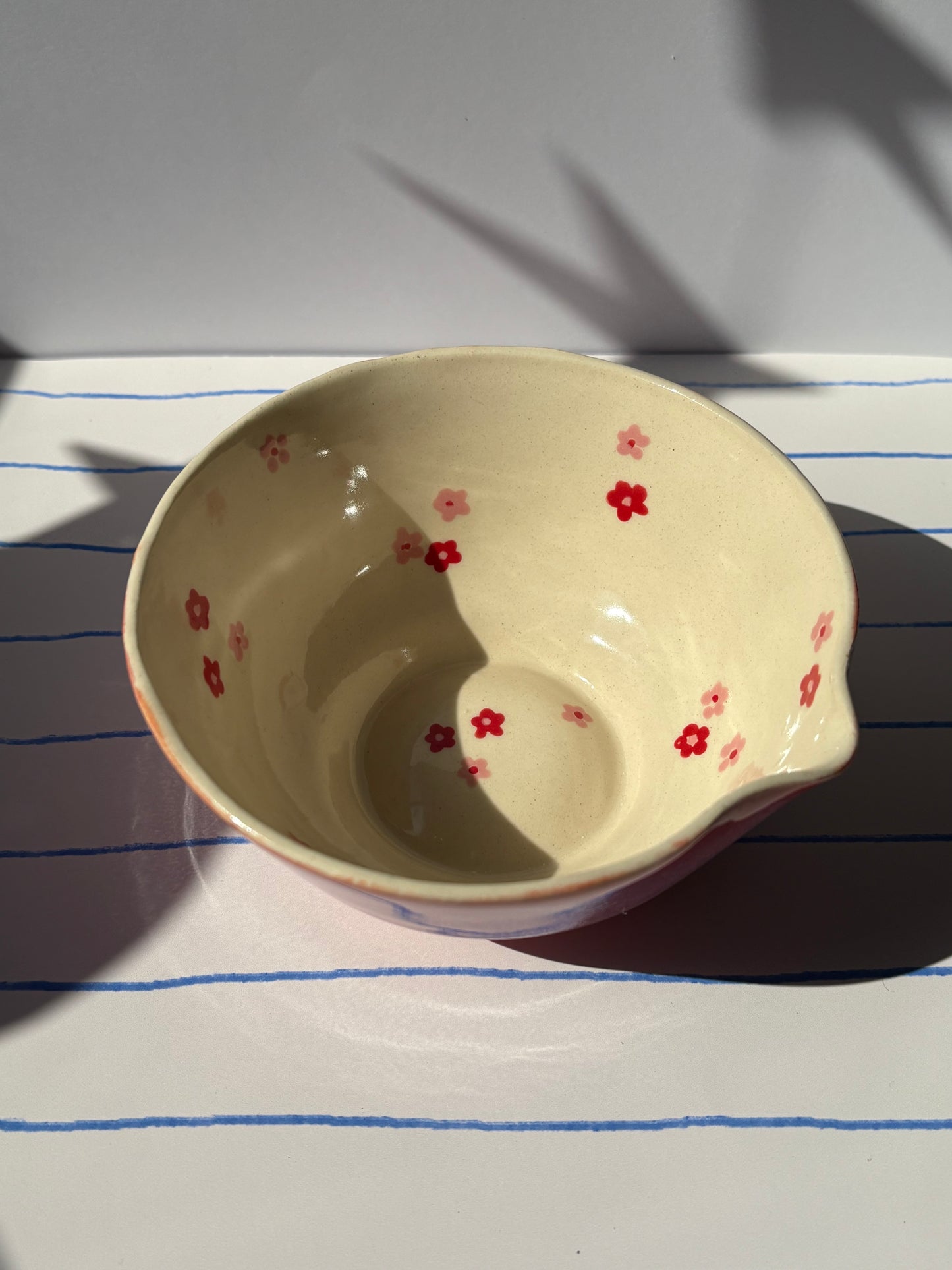 Dainty Pink & Red Flowers Matcha Bowl