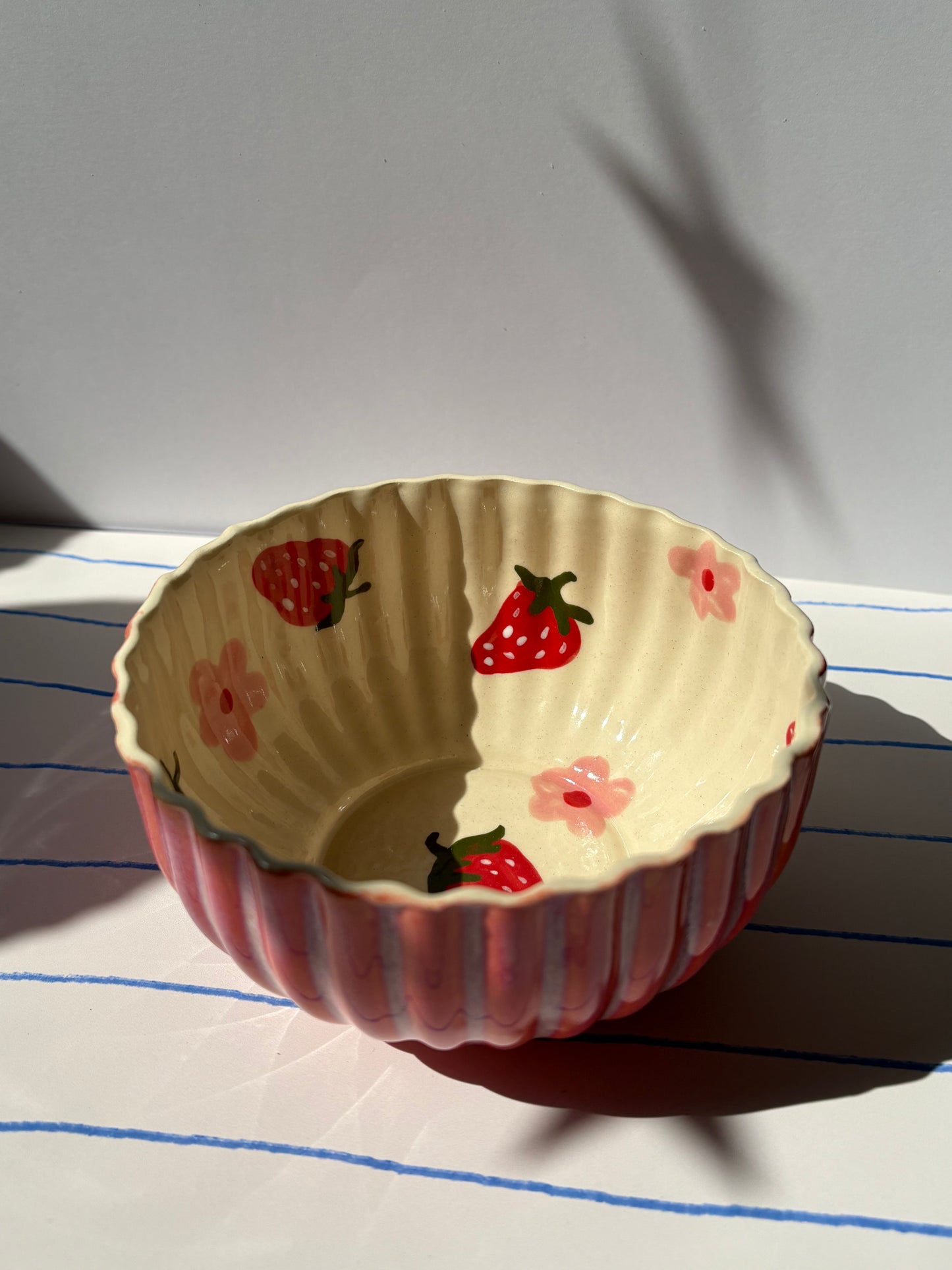 Strawberry & Pink Flowers Breakfast Bowl