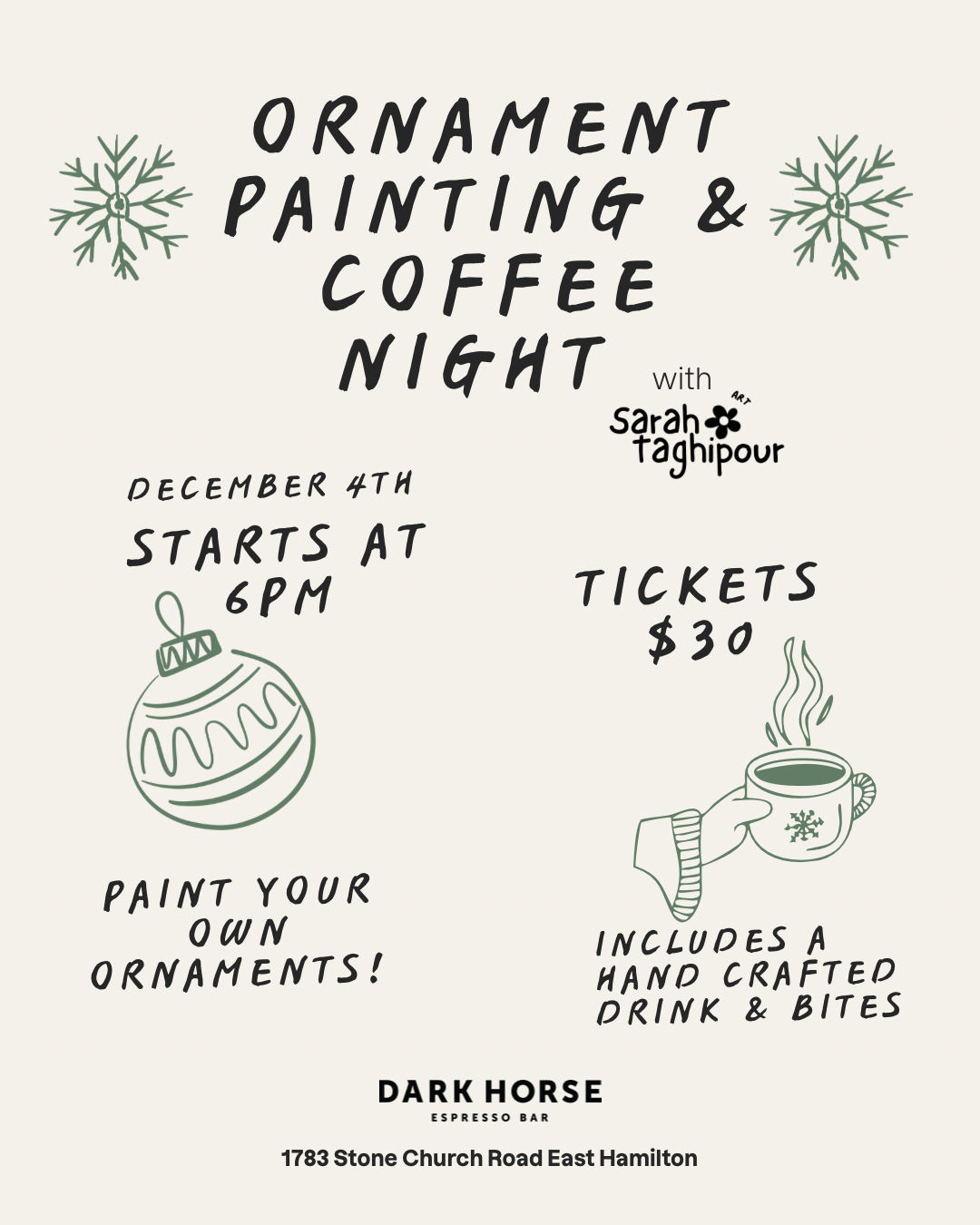 Ornament Painting & Coffee Night at Dark Horse Espresso Bar