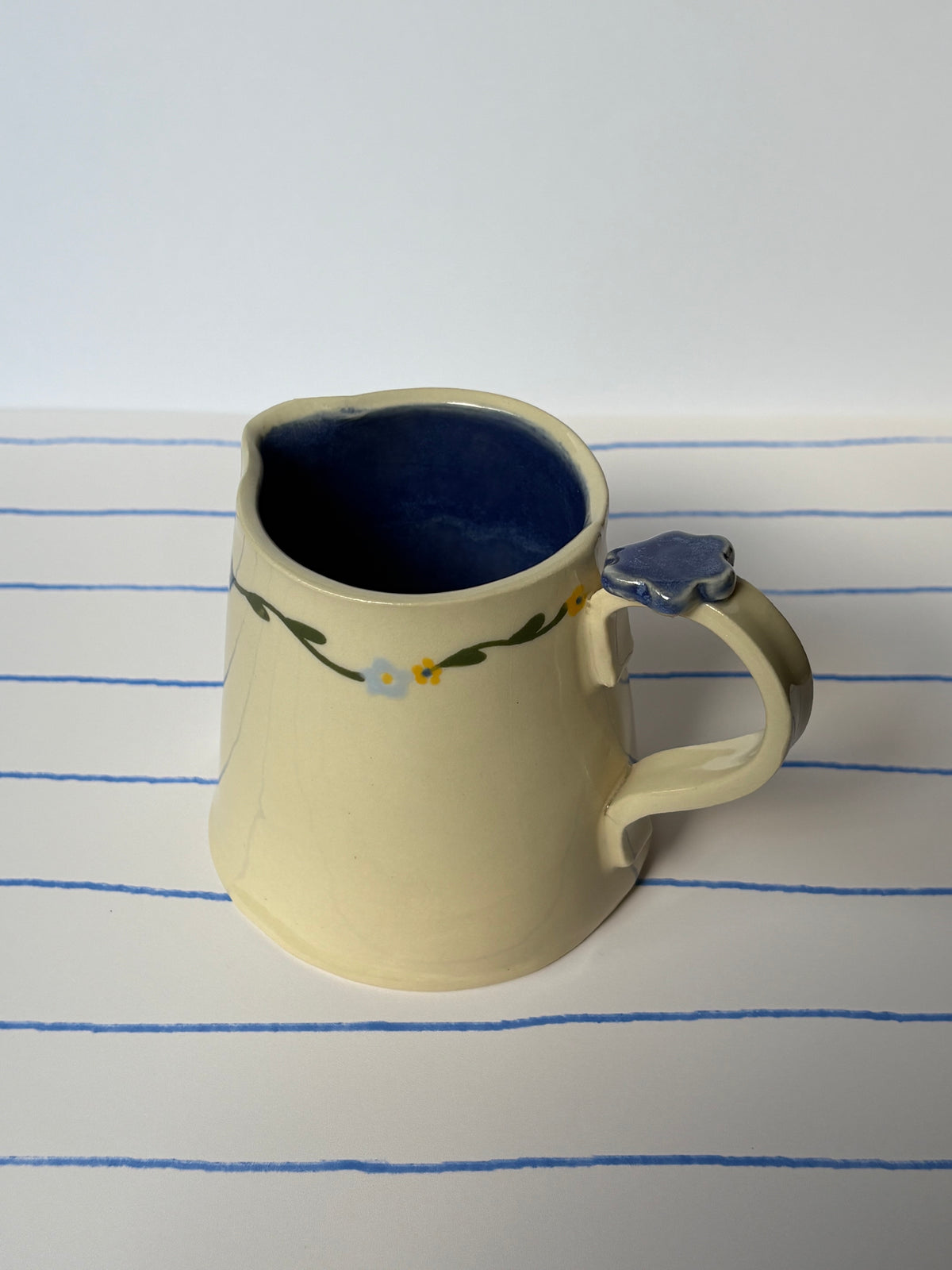 Blue Floral Vine Vase/Creamer