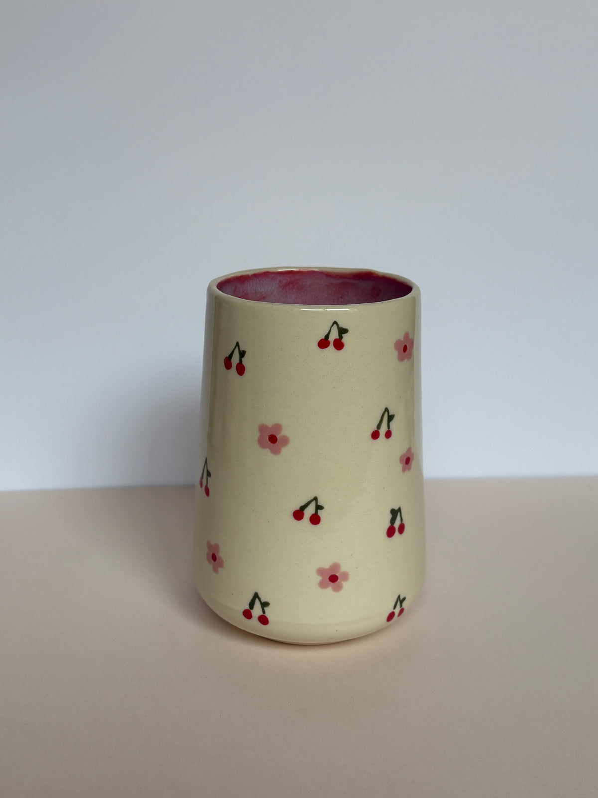 Dainty Cherries & Flowers Tumbler Cup