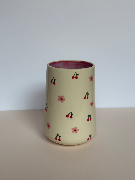 Dainty Cherries & Flowers Tumbler Cup