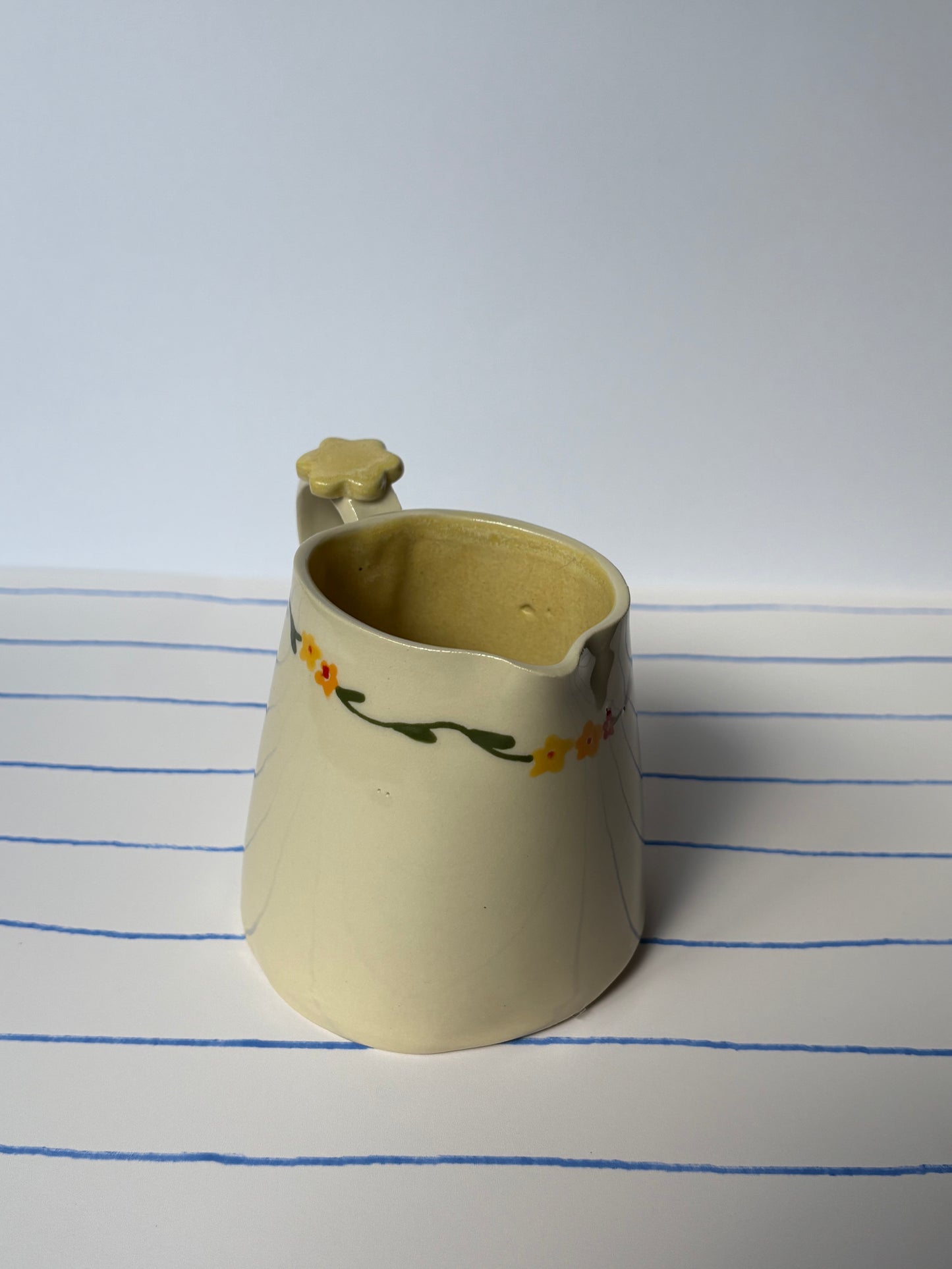 Yellow Floral Vine Vase/Creamer