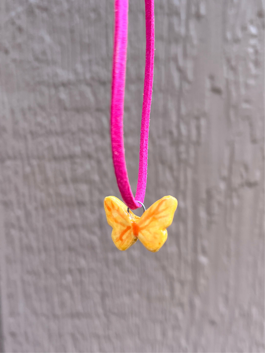 Orange dainty butterfly necklace