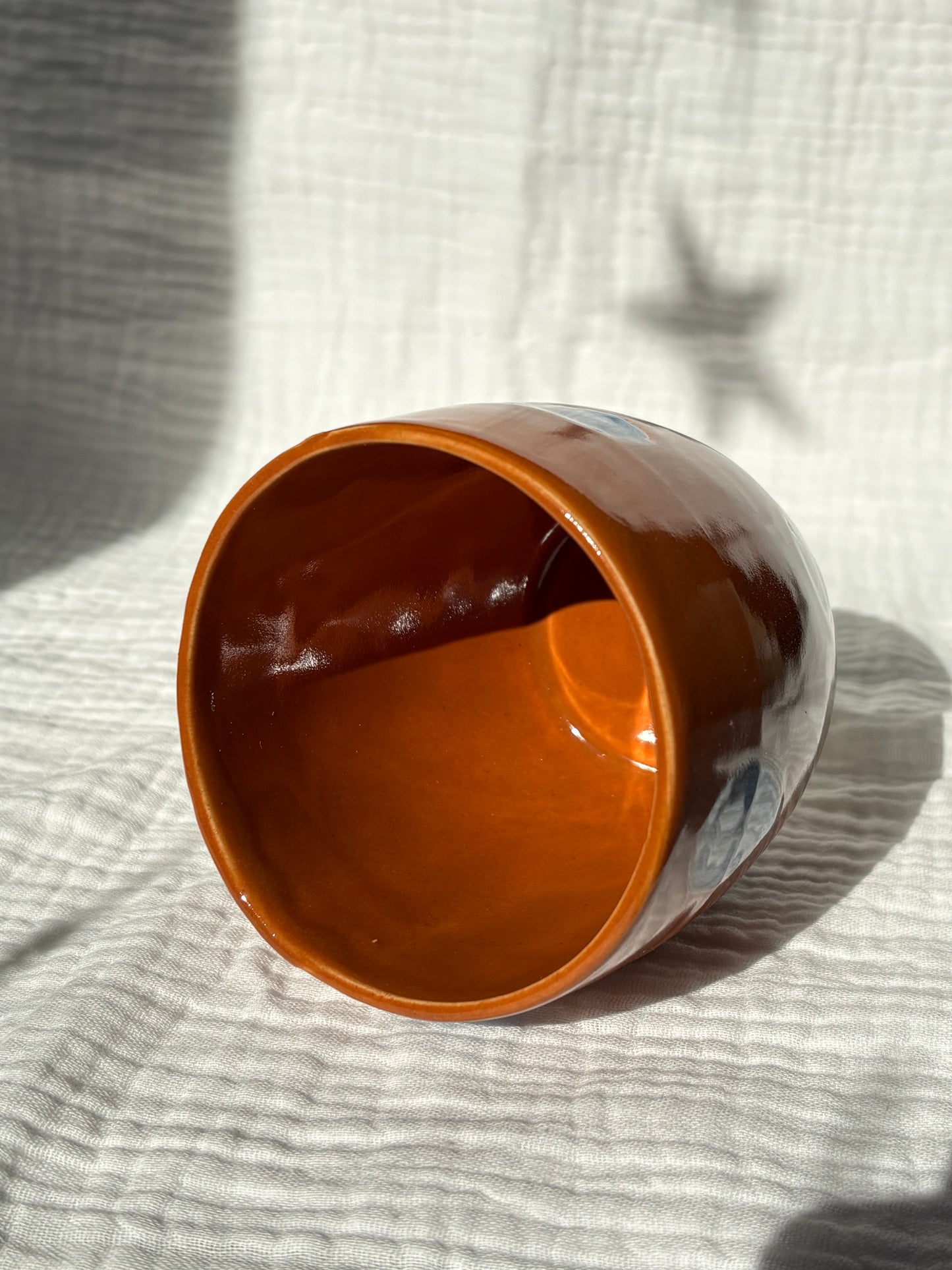 Cinnamon & Blue Polka Dot Tumbler cup