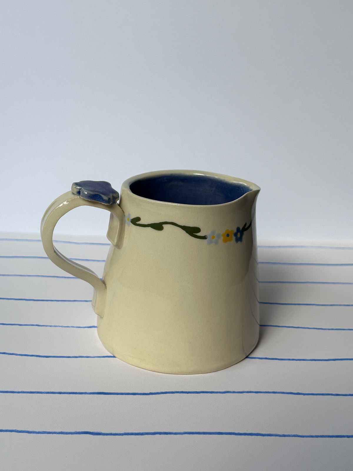 Blue Floral Vine Vase/Creamer