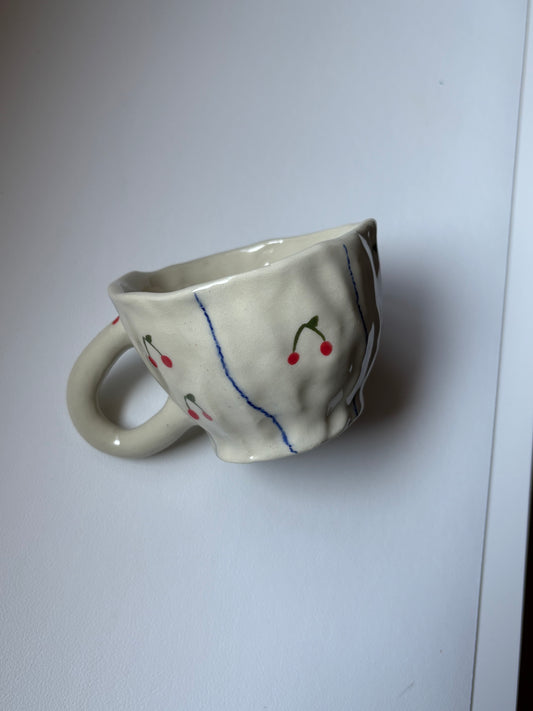 Cherries & Blue Crayon Mug