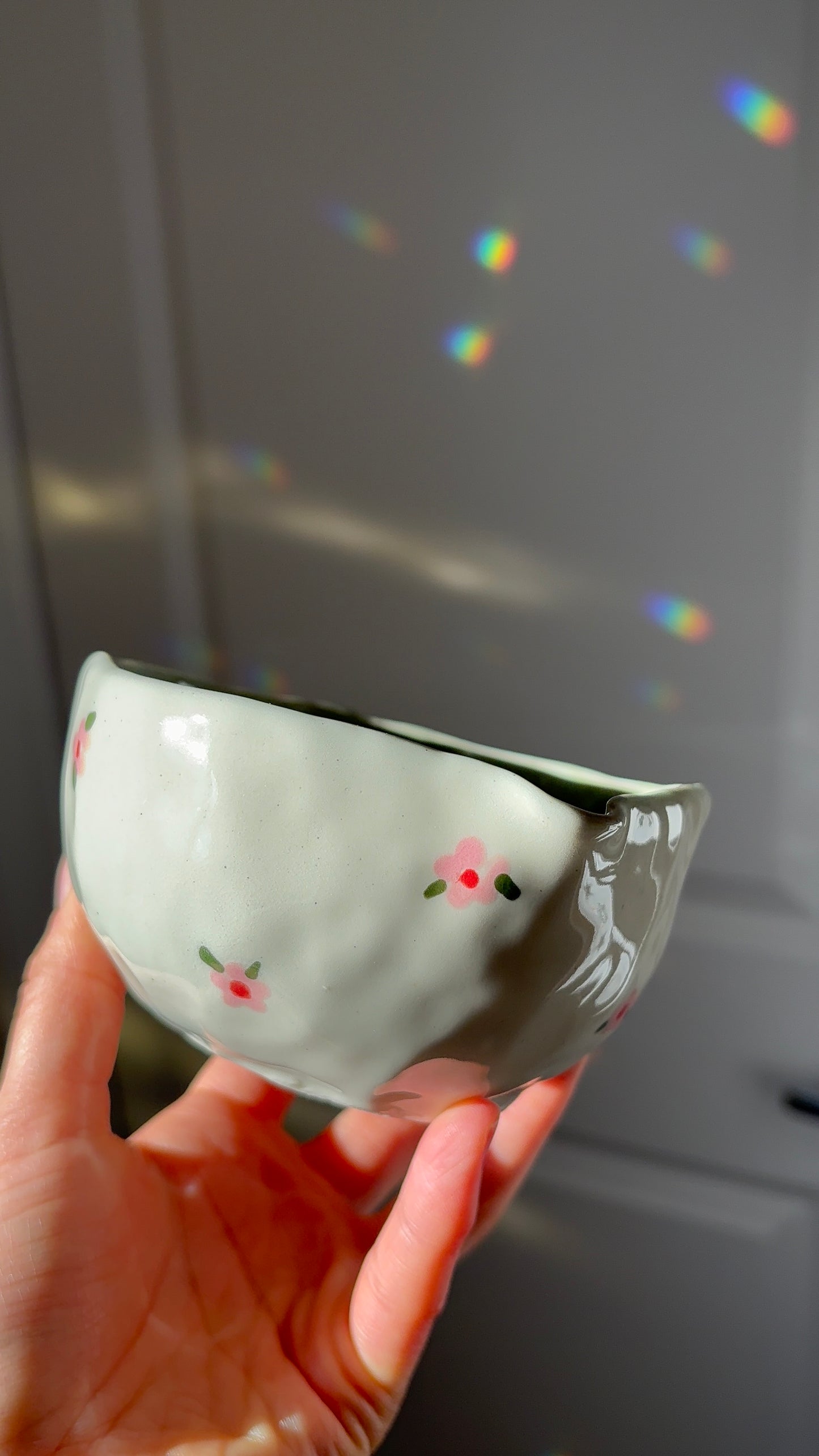 Emerald Green & Flowers Matcha Bowl