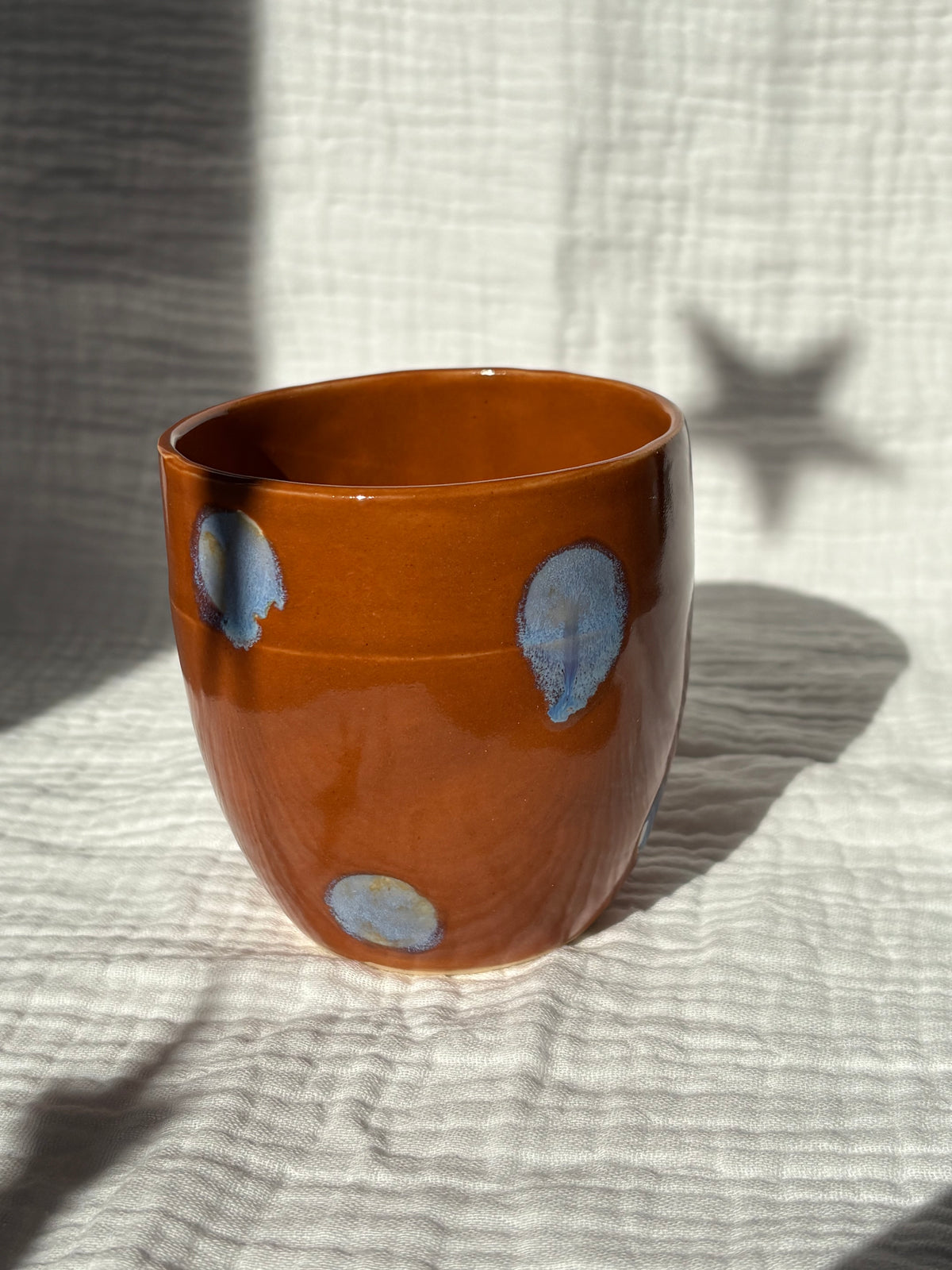 Cinnamon & Blue Polka Dot Tumbler cup
