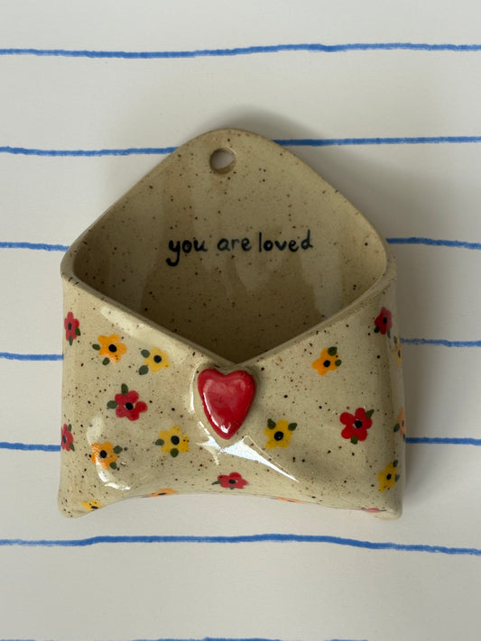 Floral You Are Loved Ceramic Wall Envelope