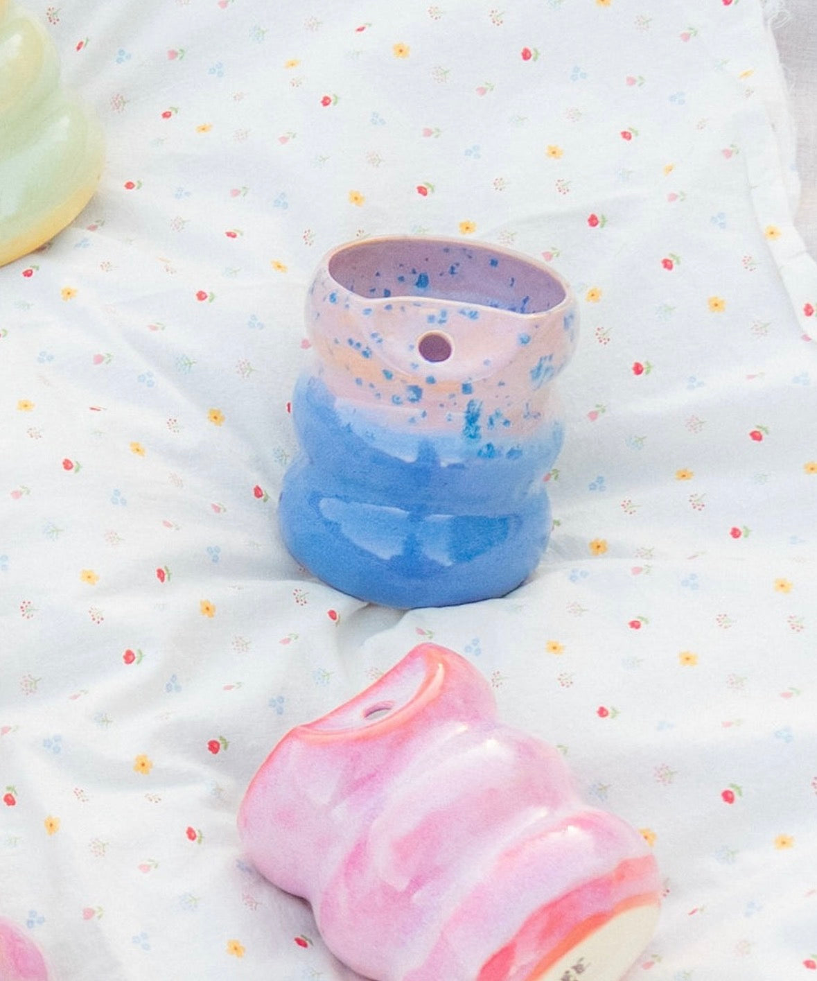 Purple & Blue Bubble Cup & Coaster Set