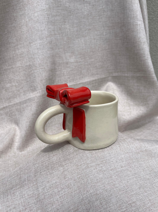 Red Bow Ceramic Handmade Mug