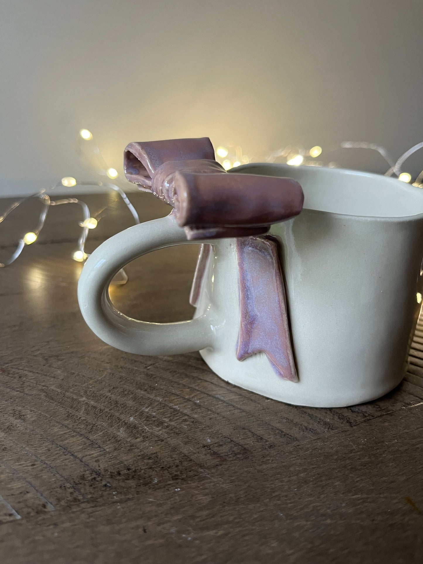 Lavender Ceramic Bow Mug