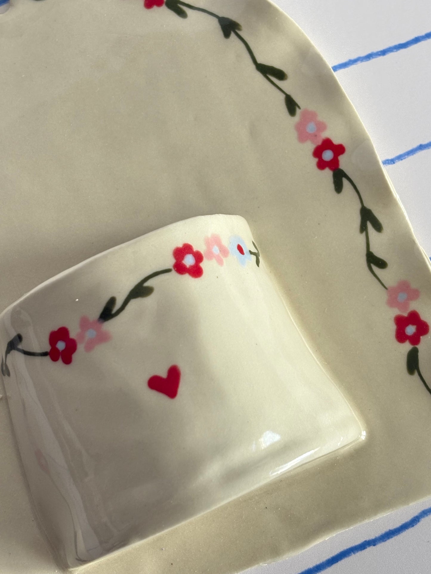 Pink, Blue, & Red Floral Ceramic Wall Vase