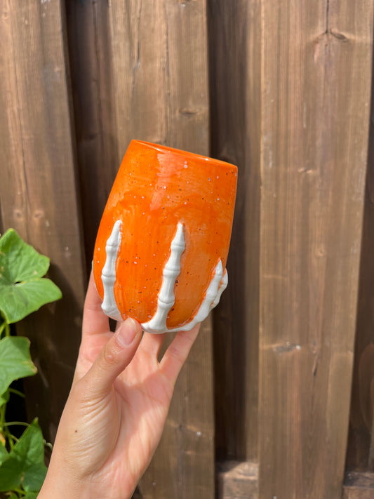 Orange Skeleton Wine Tumbler