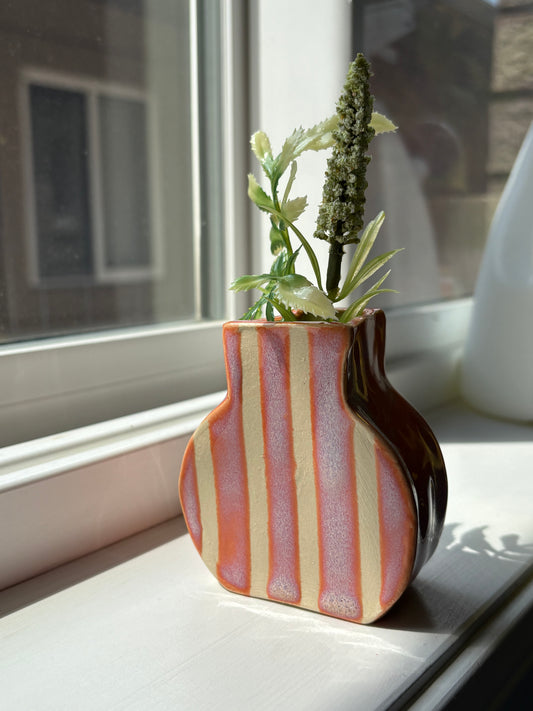 Sunrise Pink Stripes Bud Vase