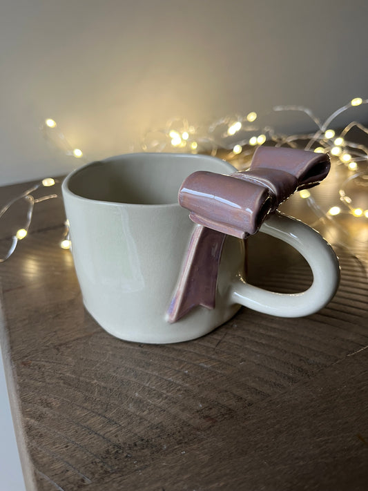 Lavender Ceramic Bow Mug
