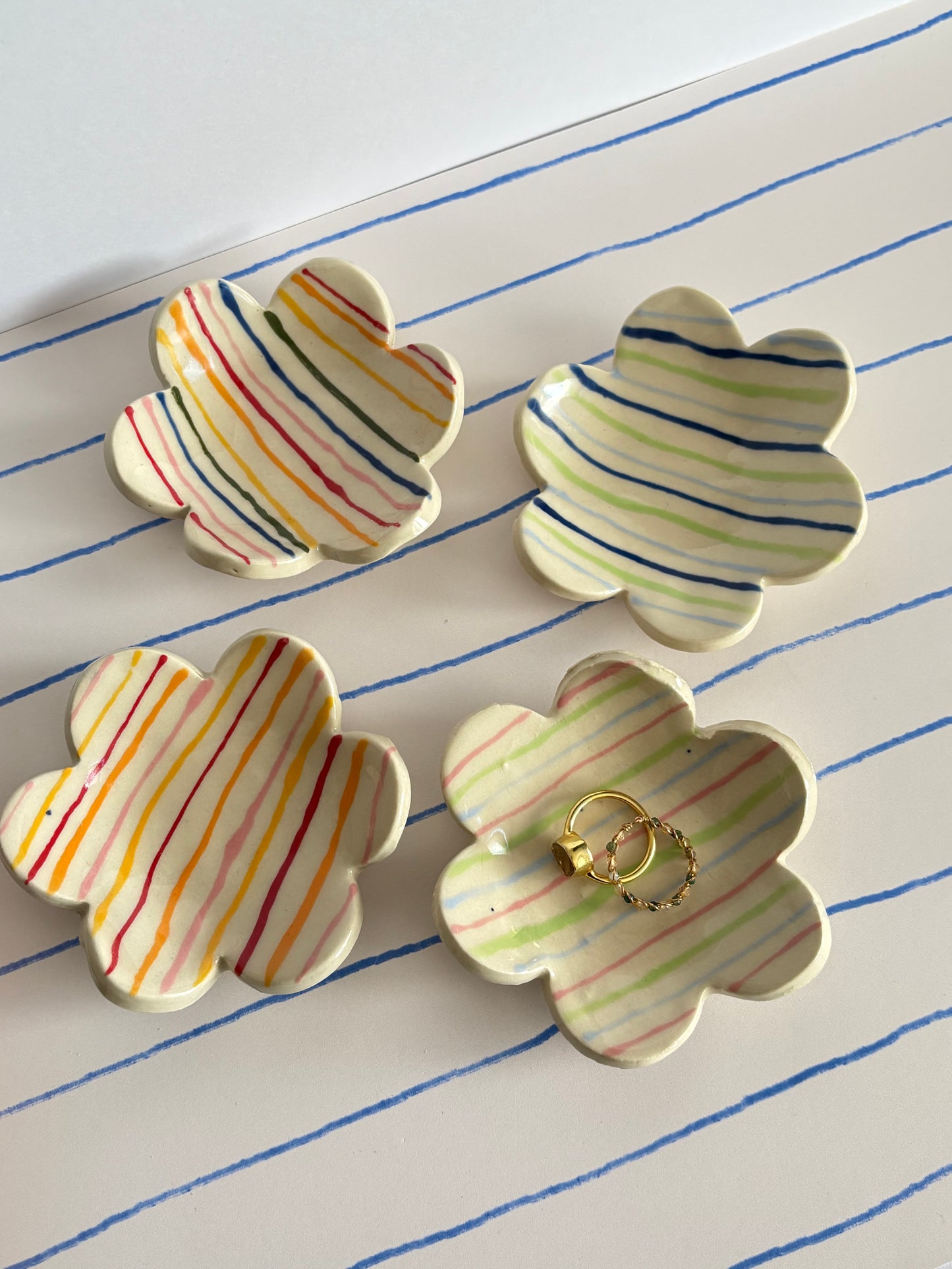 Flower Stripes Ring Jewelry Dish