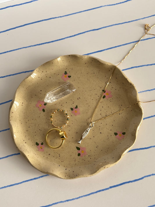 Pink Flowers Jewelry Dish