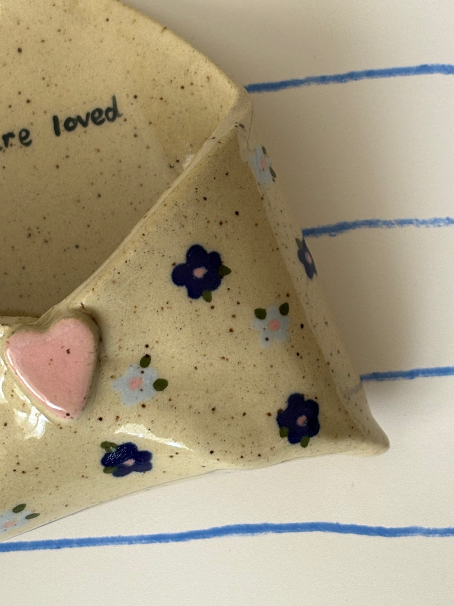 Blue Floral You Are Loved Ceramic Wall Envelope