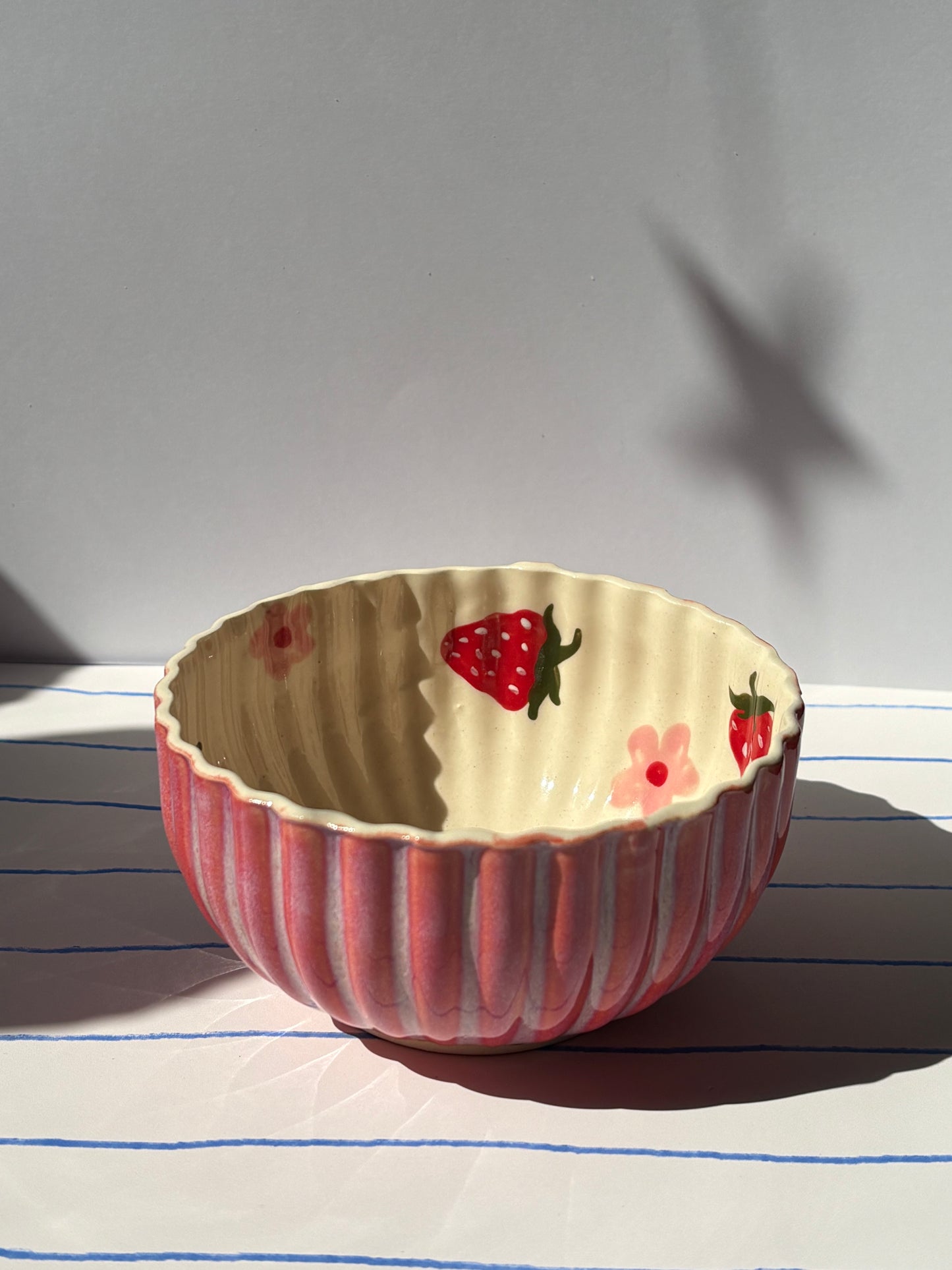 Strawberry & Pink Flowers Breakfast Bowl