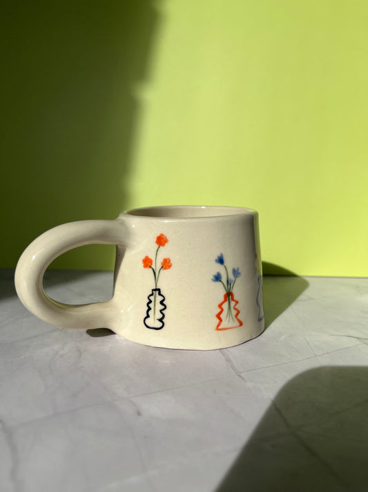 Colourful Flowers & Vases Mug