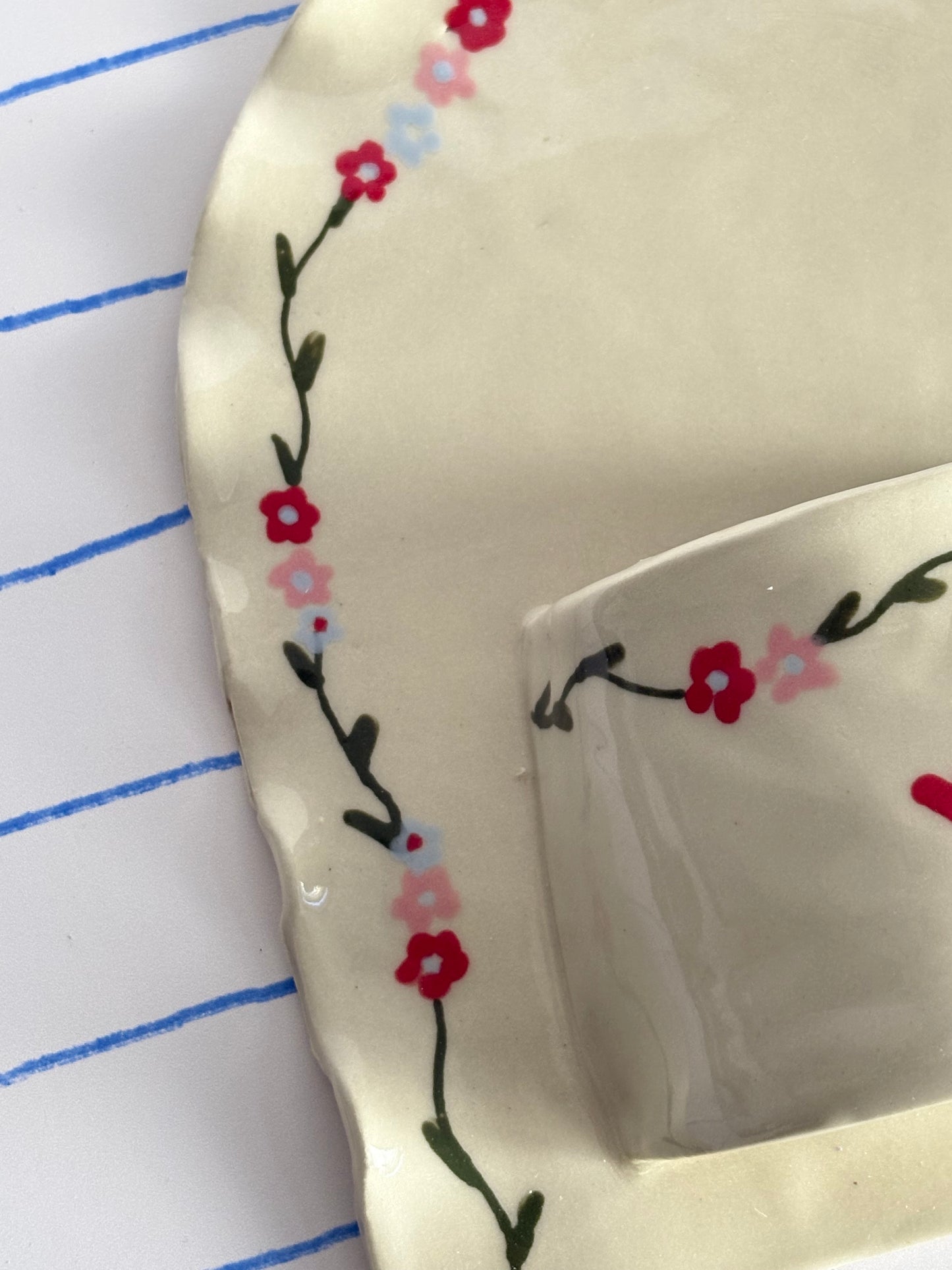 Pink, Blue, & Red Floral Ceramic Wall Vase