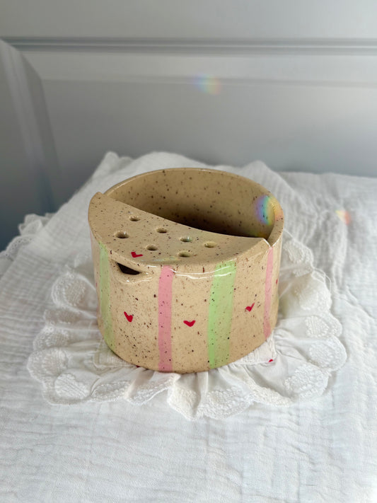 Green & Pink Stripes Berry Bowl