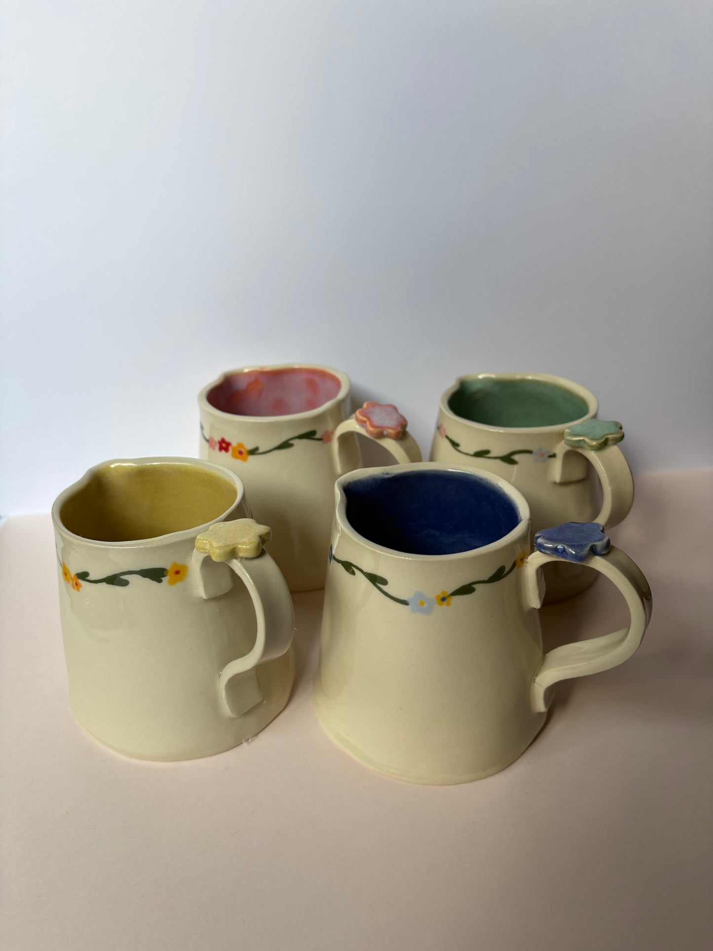 Yellow Floral Vine Vase/Creamer