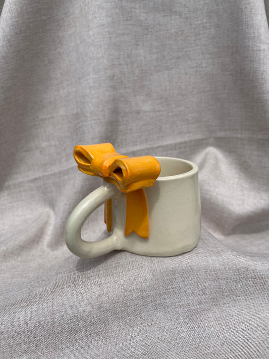 Apricot Bow Ceramic Handmade Mug