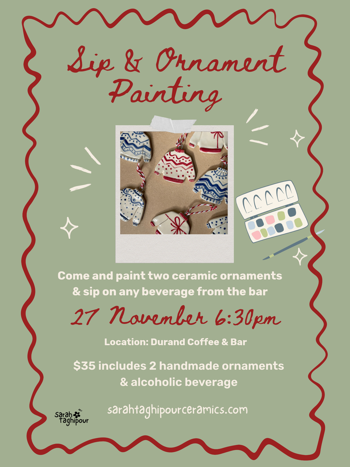 Ornament Painting & Sip at Durand Coffee