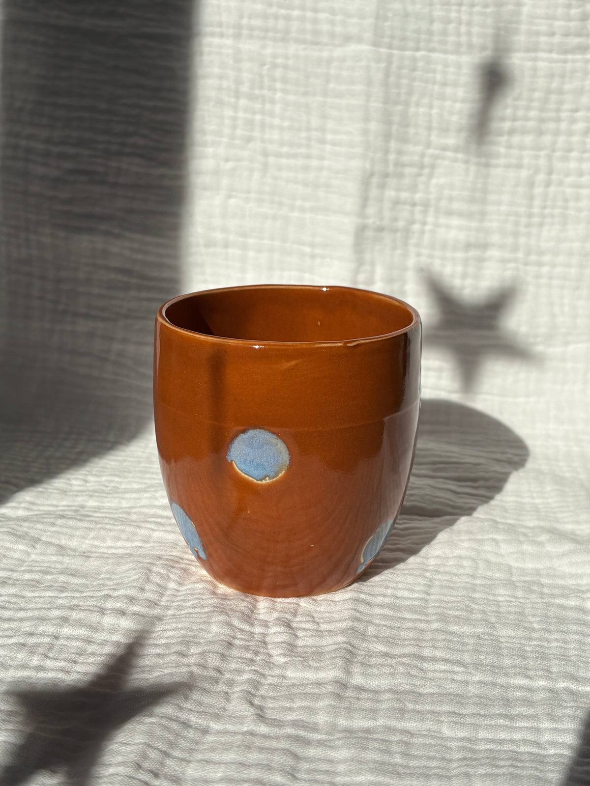 Cinnamon & Blue Polka Dot Tumbler cup