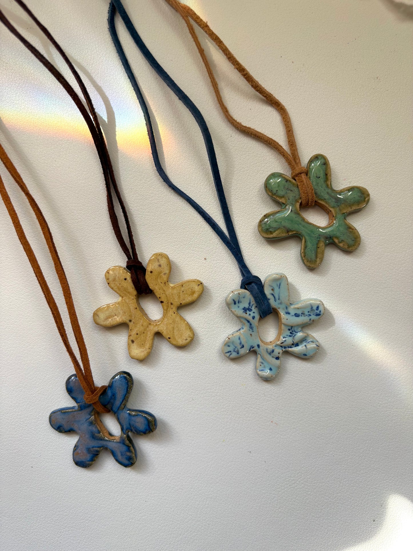 Speckled Blue Flower Necklace