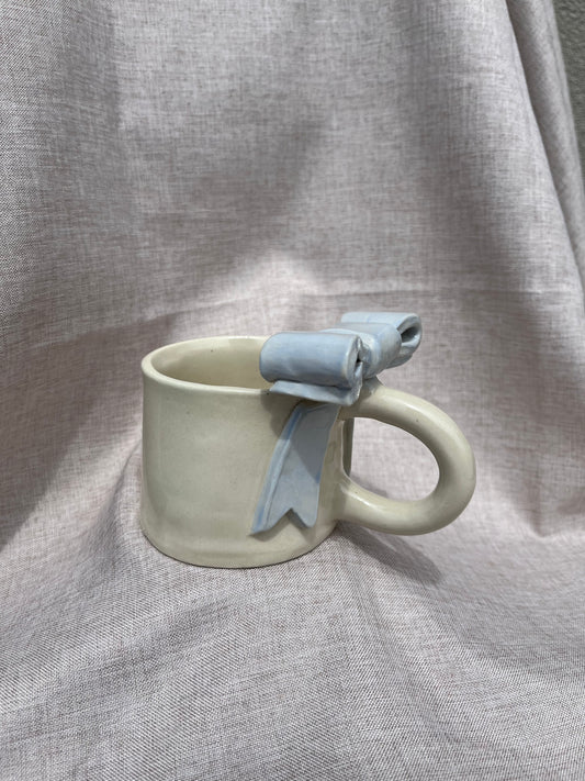 Baby Blue Bow Ceramic Handmade Mug