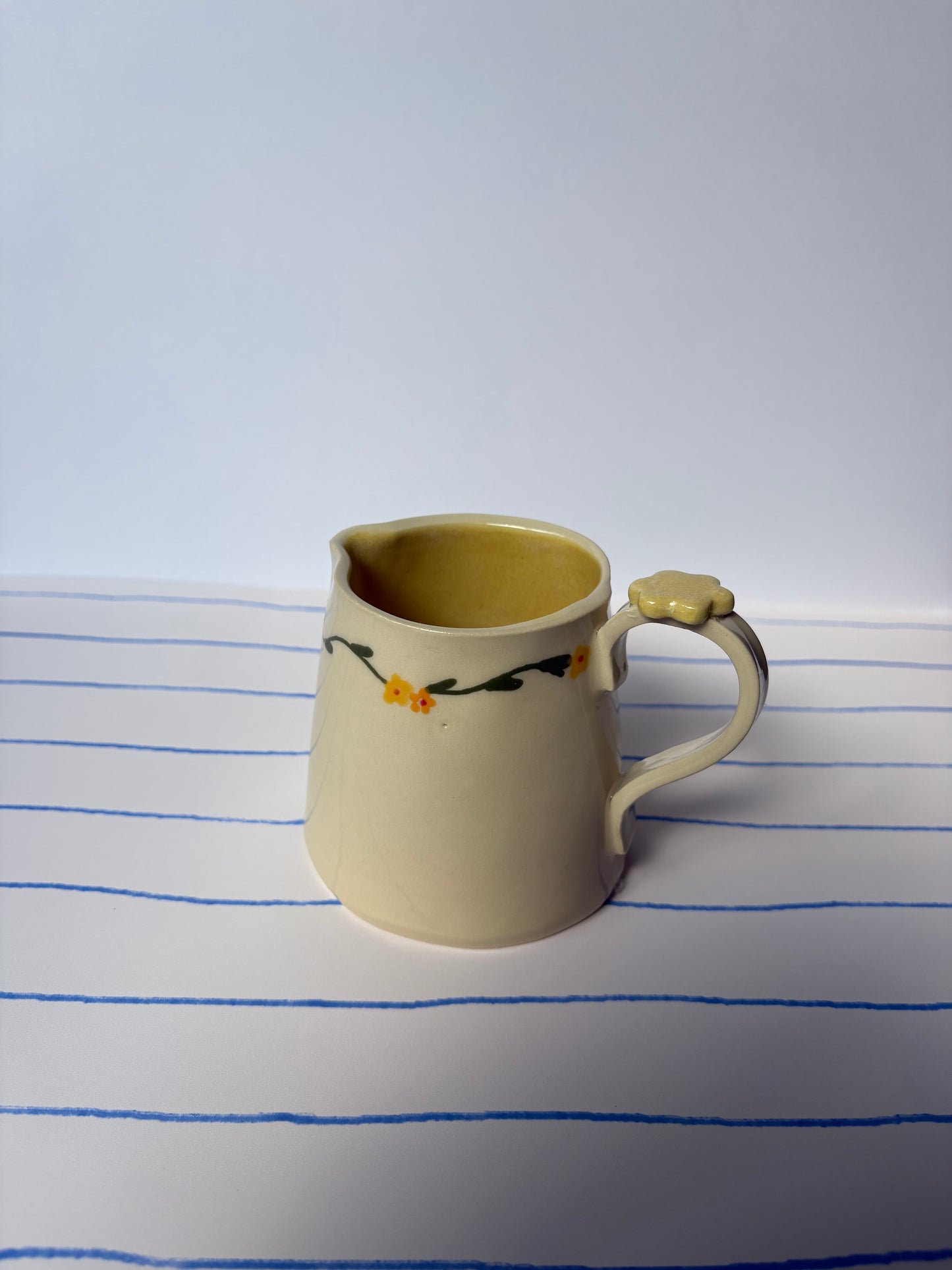 Yellow Floral Vine Vase/Creamer