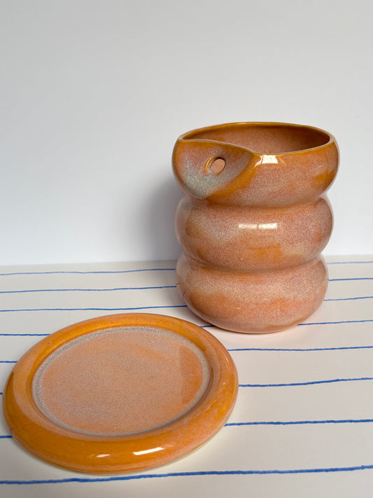 Fuzzy Peach Bubble Cup & Coaster Set