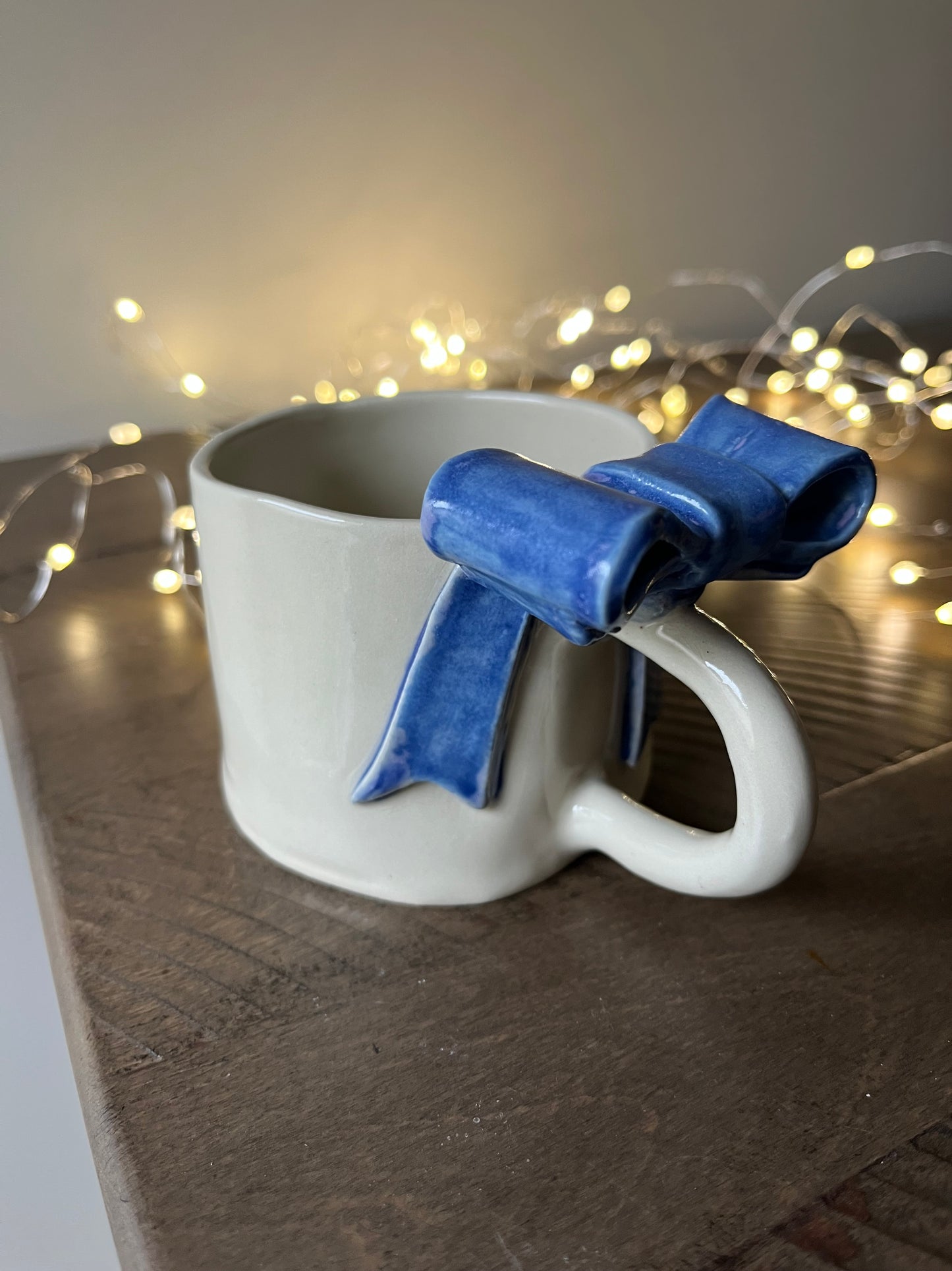 Lilac Blue Ceramic Bow Mug