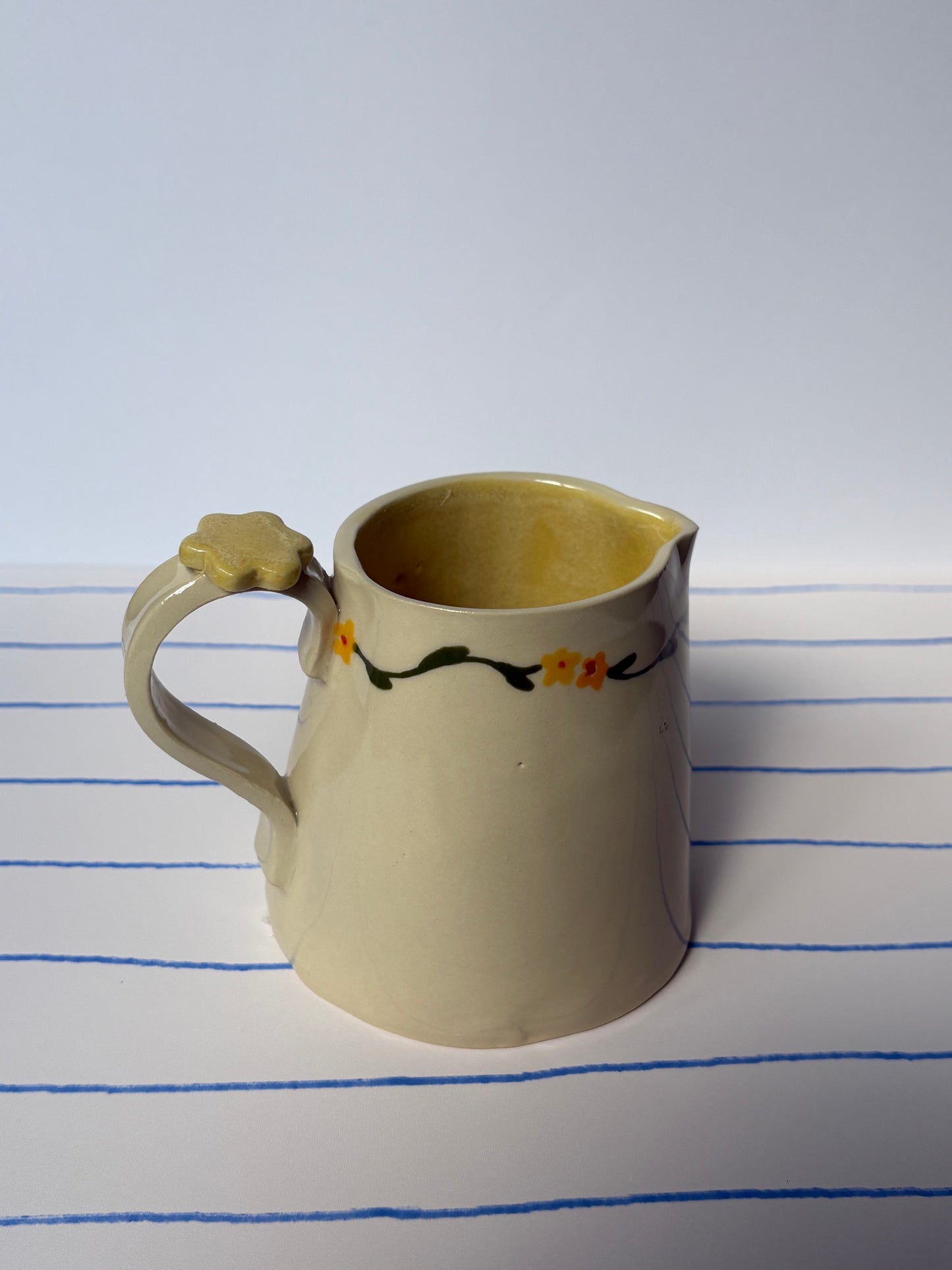 Yellow Floral Vine Vase/Creamer