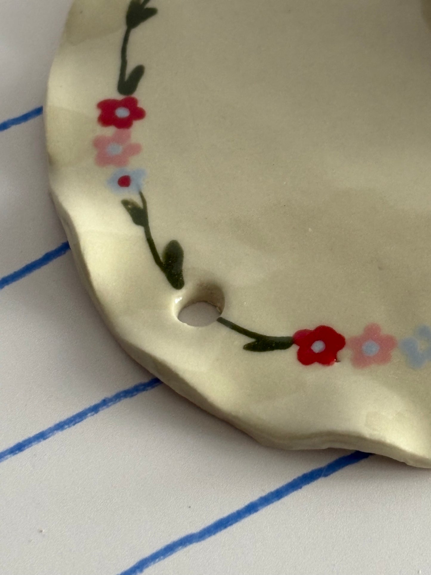 Pink, Blue, & Red Floral Ceramic Wall Vase