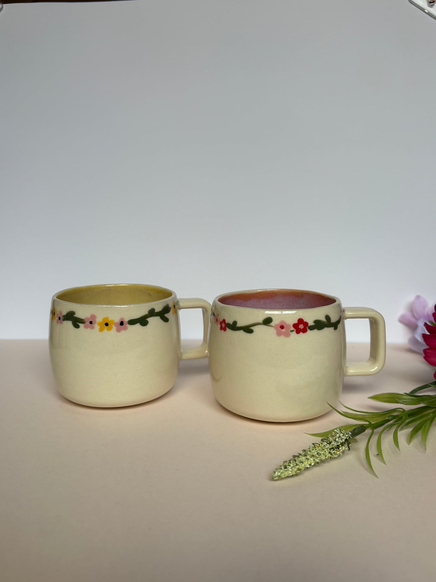 Floral Vine Espresso Cup Yellow
