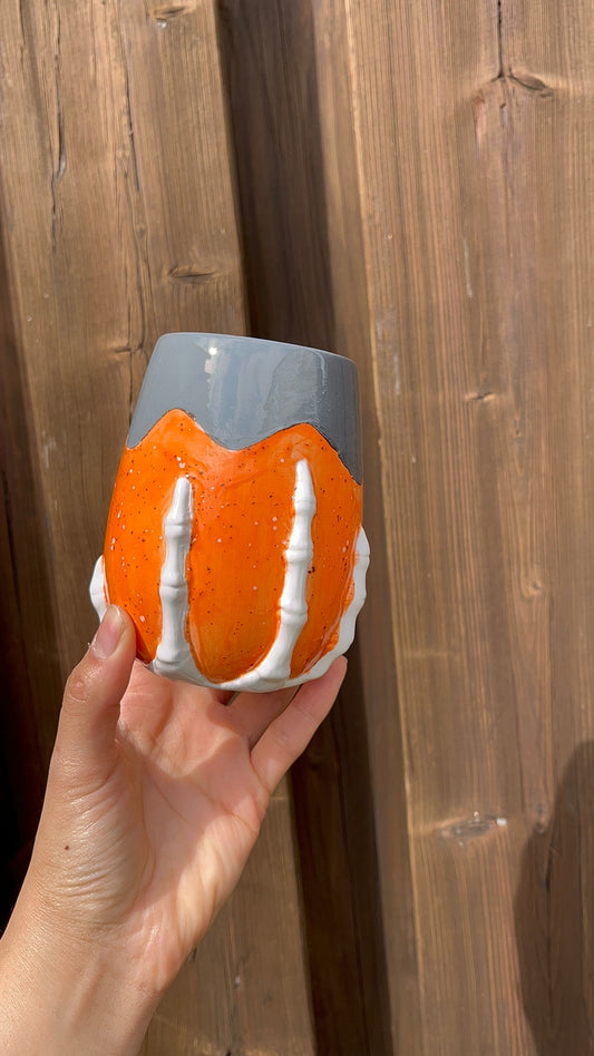 Black & Orange Skeleton Wine Tumbler