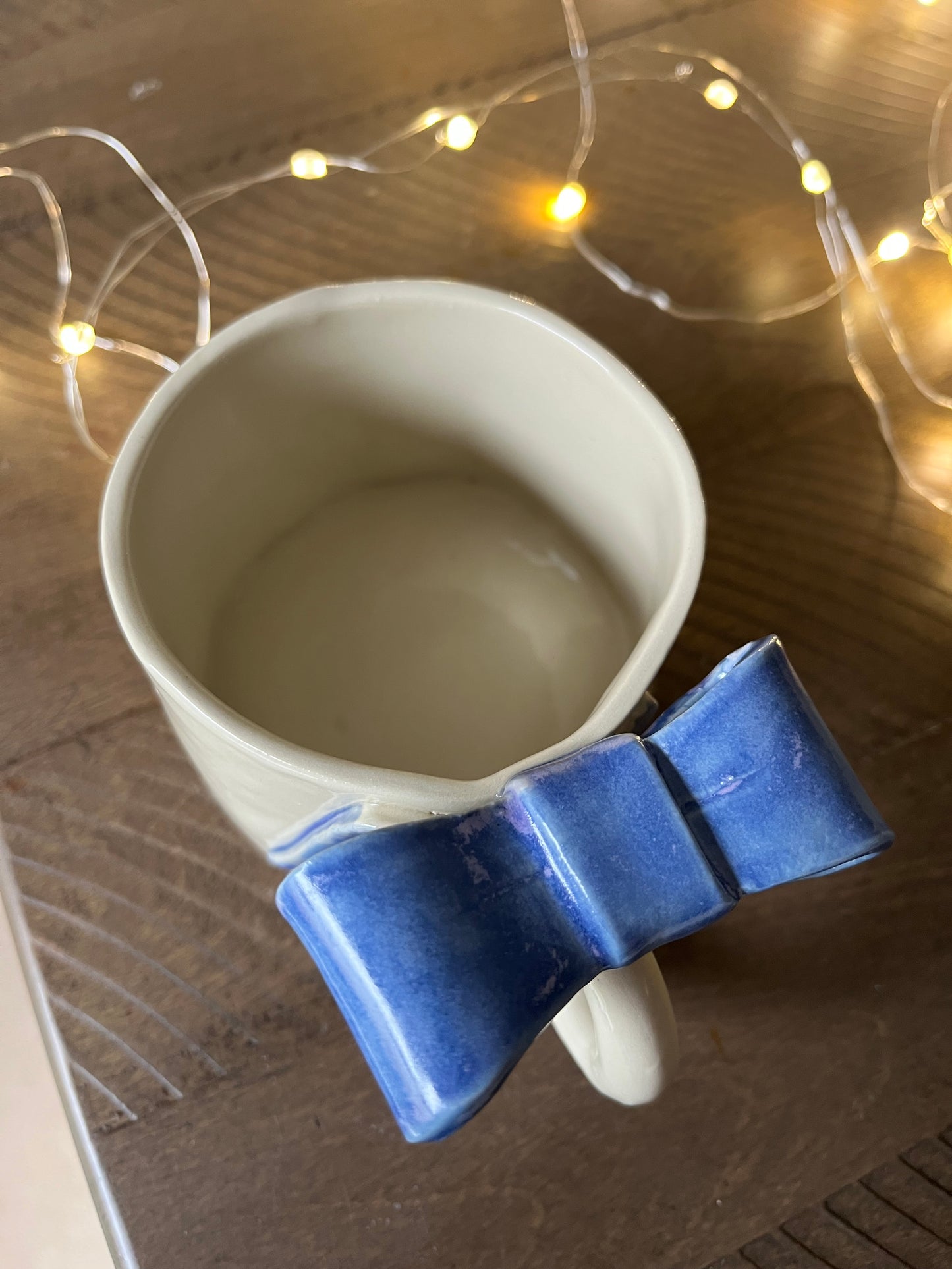Lilac Blue Ceramic Bow Mug