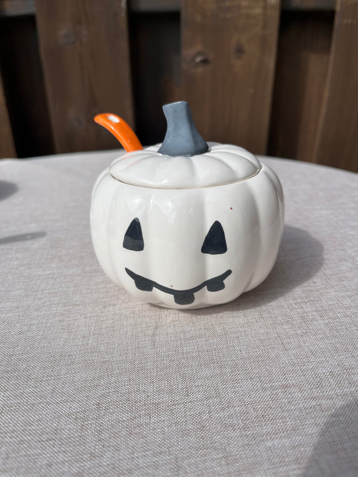 Pumpkin Sugar Jar With Spoon