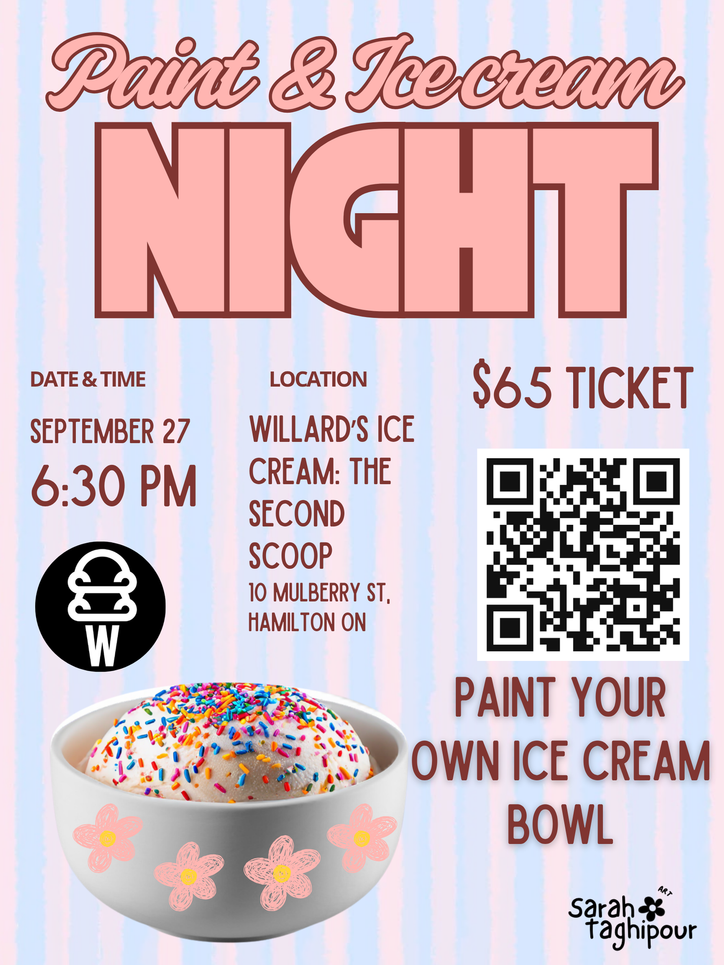 Paint & Ice Cream Night at Willard’s (SEPTEMBER)