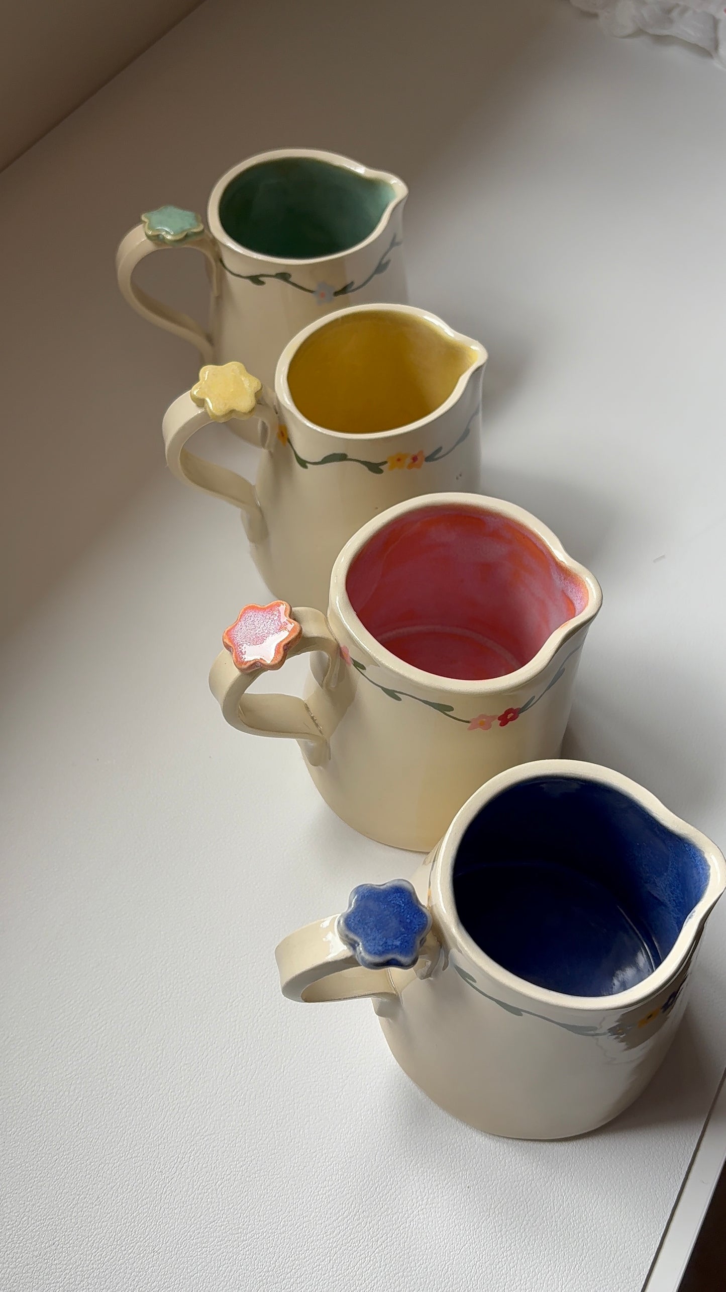 Yellow Floral Vine Vase/Creamer
