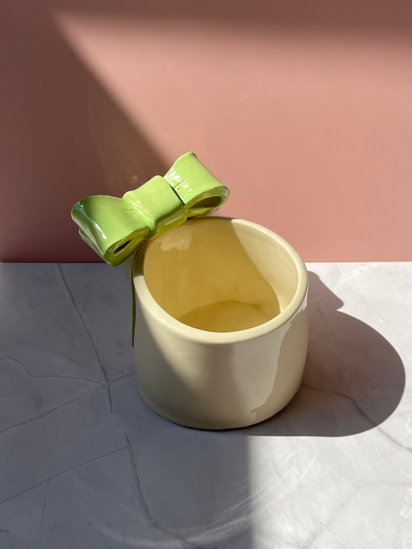 Green Bow Ceramic Handmade Mug