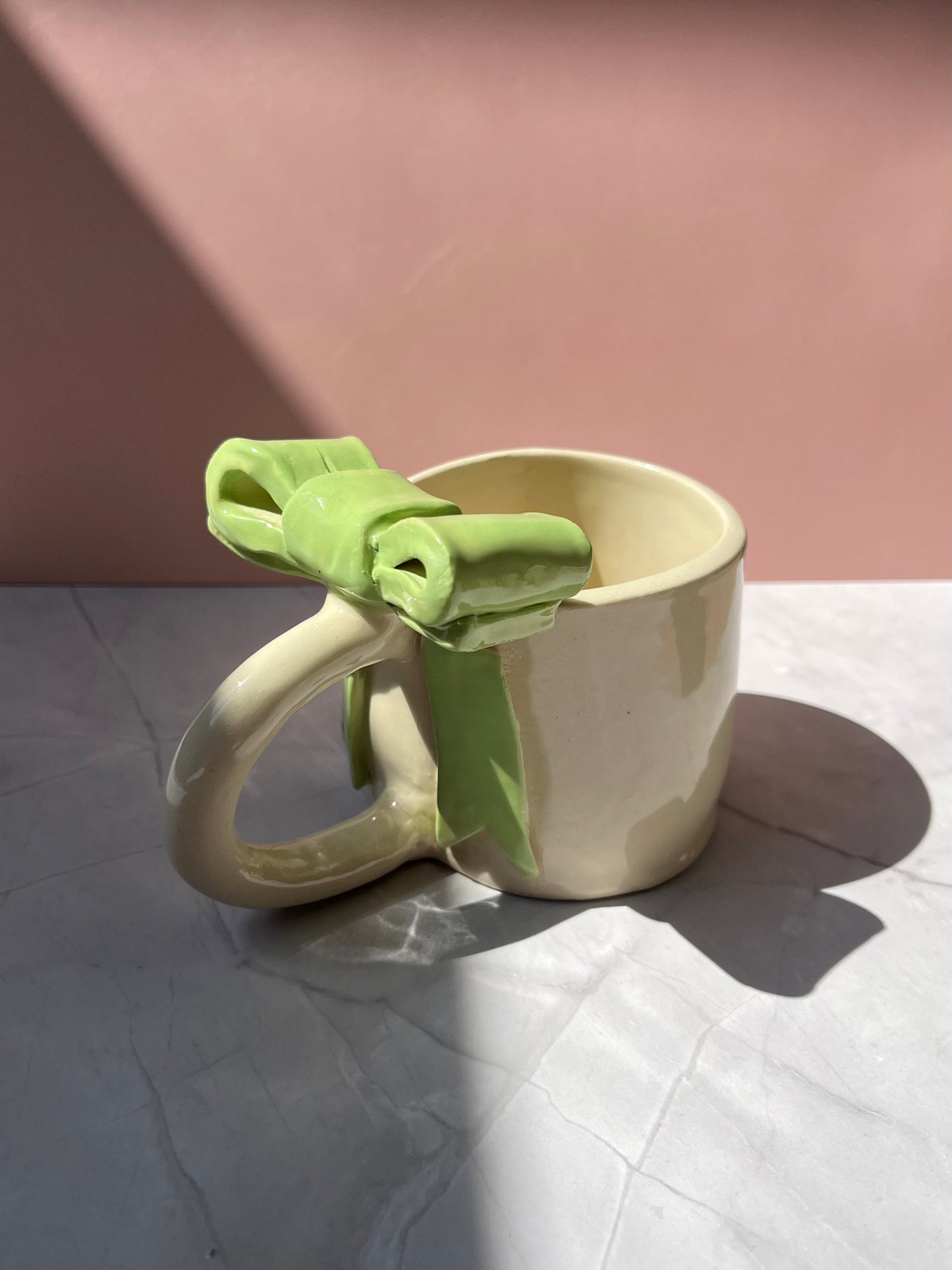Green Bow Ceramic Handmade Mug