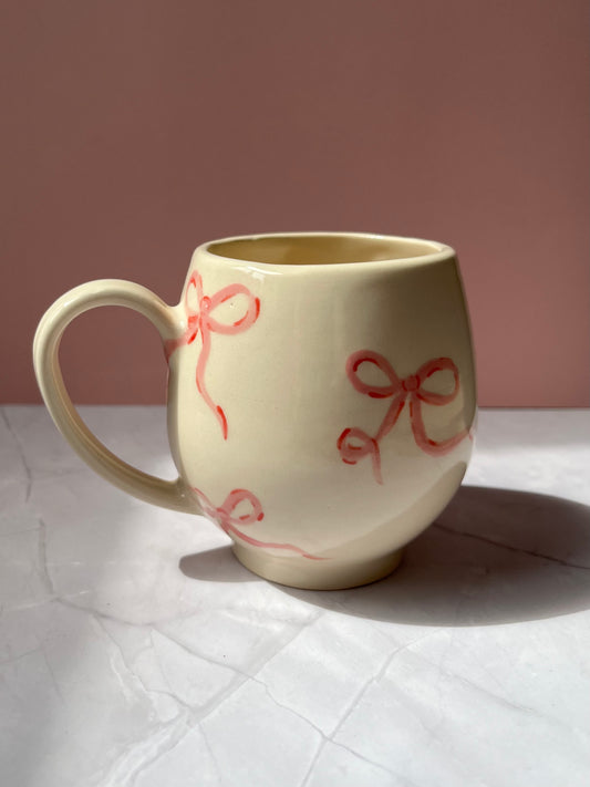 Pink Bows Handmade Ceramic Mug