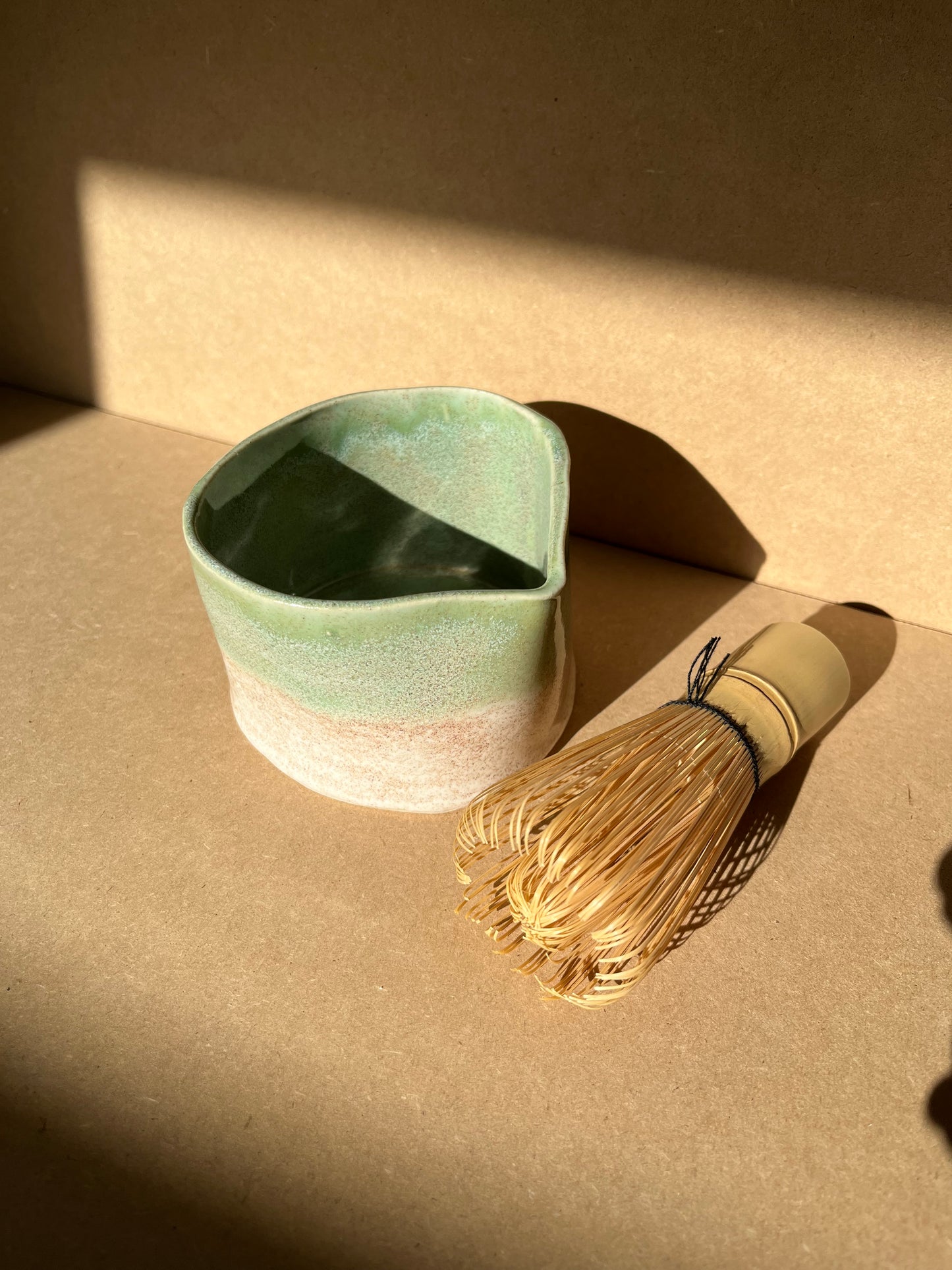 Green Handmade Ceramic Matcha Bowl